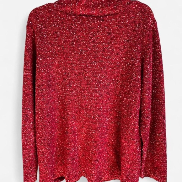 Coldwater Creek Womens Red Soeckled Knit Pullover Sweater V Neck size XL - Picture 8 of 13